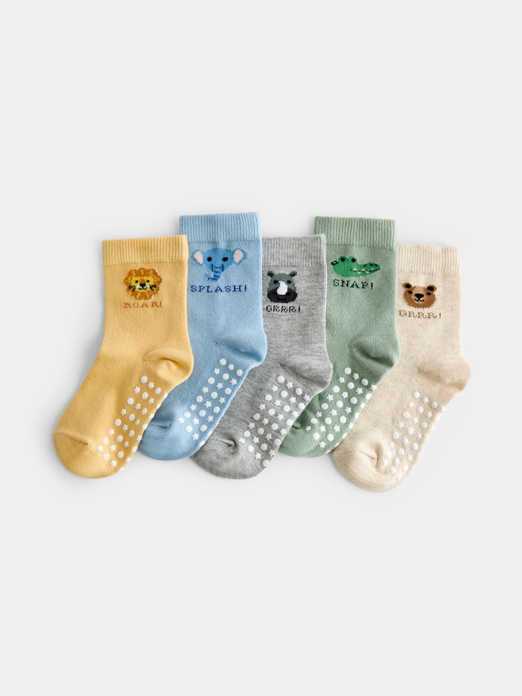 JoJo Maman Bébé Multi 5-Pack Safari Animal Socks - Image 1 of 4 JoJo Maman Bébé Multi 5-Pack Safari Animal Socks - Image 1 of 4