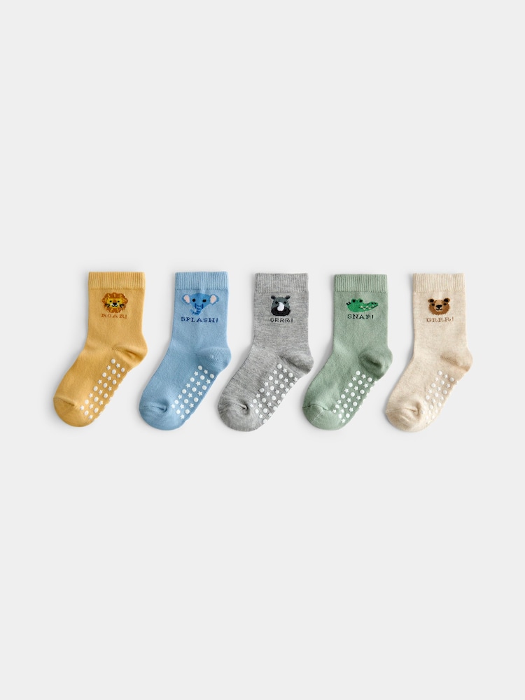 JoJo Maman Bébé Multi 5-Pack Safari Animal Socks - Image 2 of 4 JoJo Maman Bébé Multi 5-Pack Safari Animal Socks - Image 2 of 4
