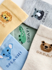 JoJo Maman Bébé Multi 5-Pack Safari Animal Socks - Image 4 of 4