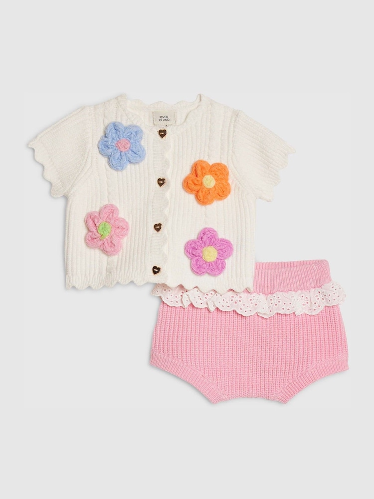 River Island Cream 3D Flower Bloomer Set - Image 1 of 5