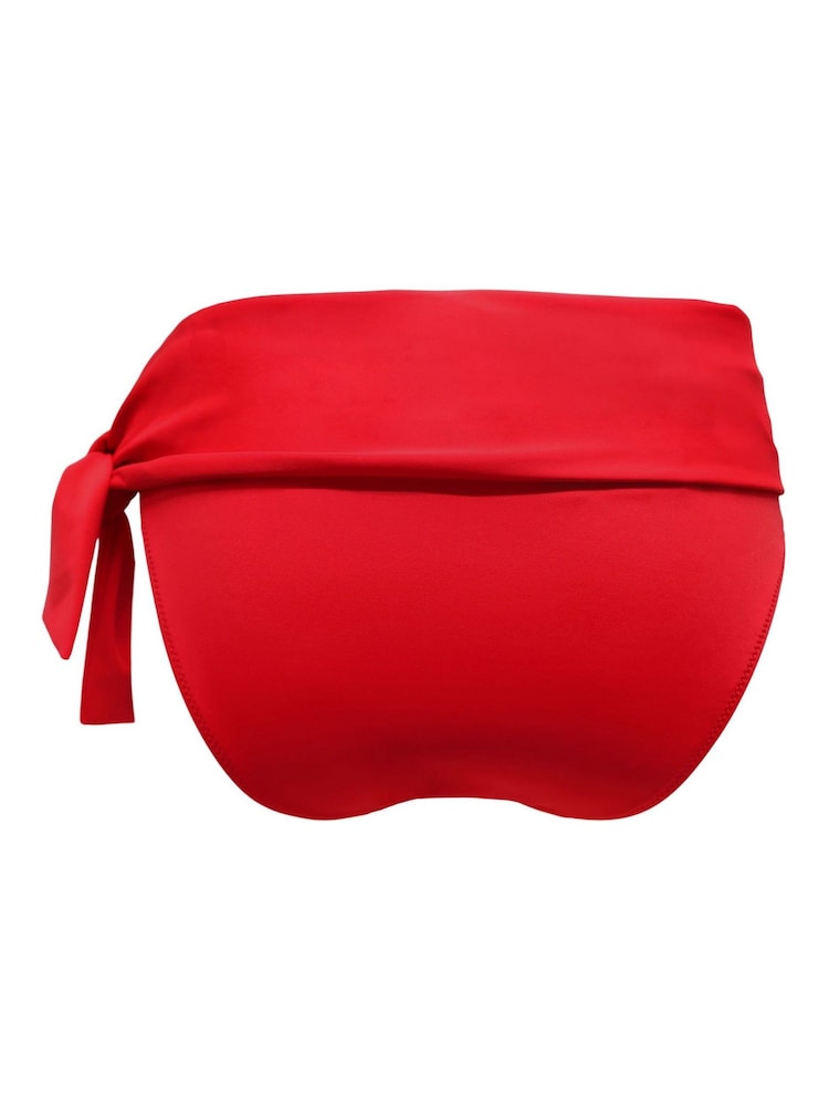 Pour Moi Red Roll Top Ocean Breeze Foldover Tie Bikini Briefs - Image 4 of 4