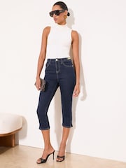 Lipsy Rinse Blue Glam Pocket Denim Capri - Image 1 of 4