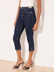 Lipsy Rinse Blue Glam Pocket Denim Capri - Image 2 of 4