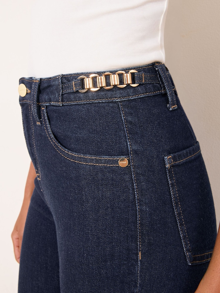 Lipsy Rinse Blue Glam Pocket Denim Capri - Image 4 of 4