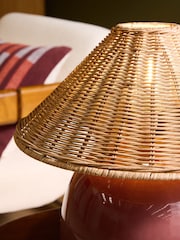 MADE.COM Burgundy Red/ Rattan Nora Table Lamp - Image 2 of 5