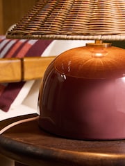 MADE.COM Burgundy Red/ Rattan Nora Table Lamp - Image 3 of 5