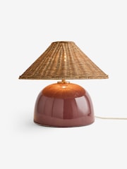 MADE.COM Burgundy Red/ Rattan Nora Table Lamp - Image 4 of 5