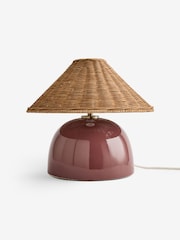 MADE.COM Burgundy Red/ Rattan Nora Table Lamp - Image 5 of 5