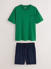 Green/Navy Short Sleeve Jersey Pyjamas Set - Image 9 of 12
