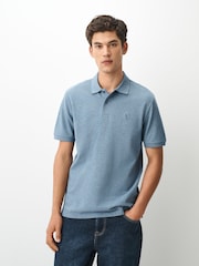Blue Marl Regular Fit Short Sleeve Pique Polo Shirt - Image 1 of 7