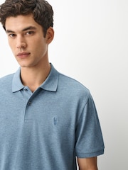 Blue Marl Regular Fit Short Sleeve Pique Polo Shirt - Image 4 of 7