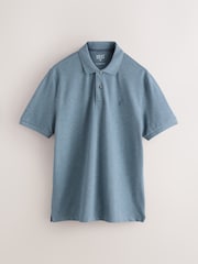 Blue Marl Regular Fit Short Sleeve Pique Polo Shirt - Image 5 of 7