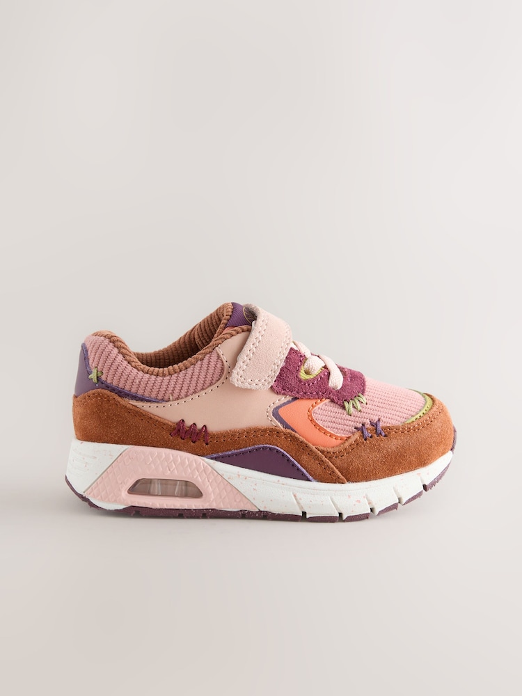 Multi Pink Touch Fastening Elastic Lace Bubble Trainers - Image 2 of 5 Multi Pink Touch Fastening Elastic Lace Bubble Trainers - Image 2 of 5