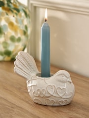 Portavelas de cerámica con forma de pájaro y corazón en relieve - Imagen 2 de 6