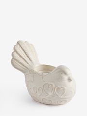 Portavelas de cerámica con forma de pájaro y corazón en relieve - Imagen 6 de 6