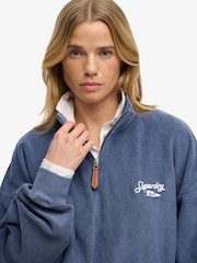 Синій - Superdry Heritage Terry Half Zip Sweat Top - Image 3 of 7
