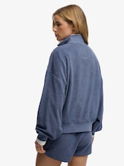 Синій - Superdry Heritage Terry Half Zip Sweat Top - Image 4 of 7
