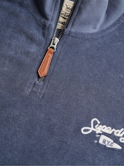 Синій - Superdry Heritage Terry Half Zip Sweat Top - Image 7 of 7