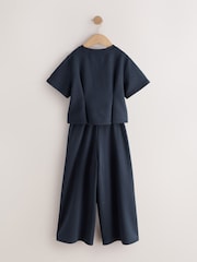 Navy Pleated Wide Leg Set (3-16yrs) - Image 3 of 5