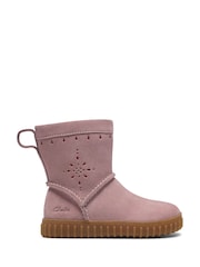 Clarks Pink Cove Spirit Dusty Suede Toddler Boots - Image 1 of 6
