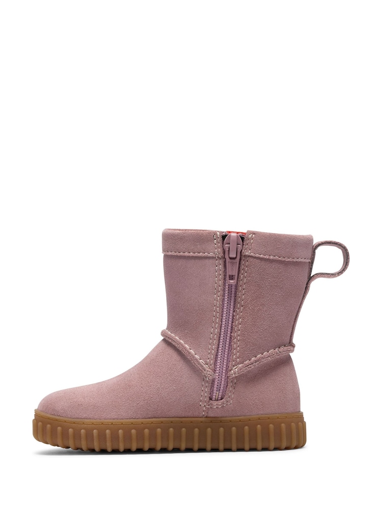 Clarks Pink Cove Spirit Dusty Suede Toddler Boots - Image 2 of 6 Clarks Pink Cove Spirit Dusty Suede Toddler Boots - Image 2 of 6
