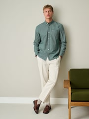 Dark Green Stretch Oxford Check Long Sleeve Shirt - Image 2 of 5