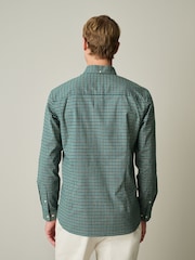 Dark Green Stretch Oxford Check Long Sleeve Shirt - Image 3 of 5