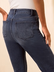 Friends Like These Blue Black Denim Petite Full Length Stovepipe Straight Leg Denim Jeans - Image 5 of 6