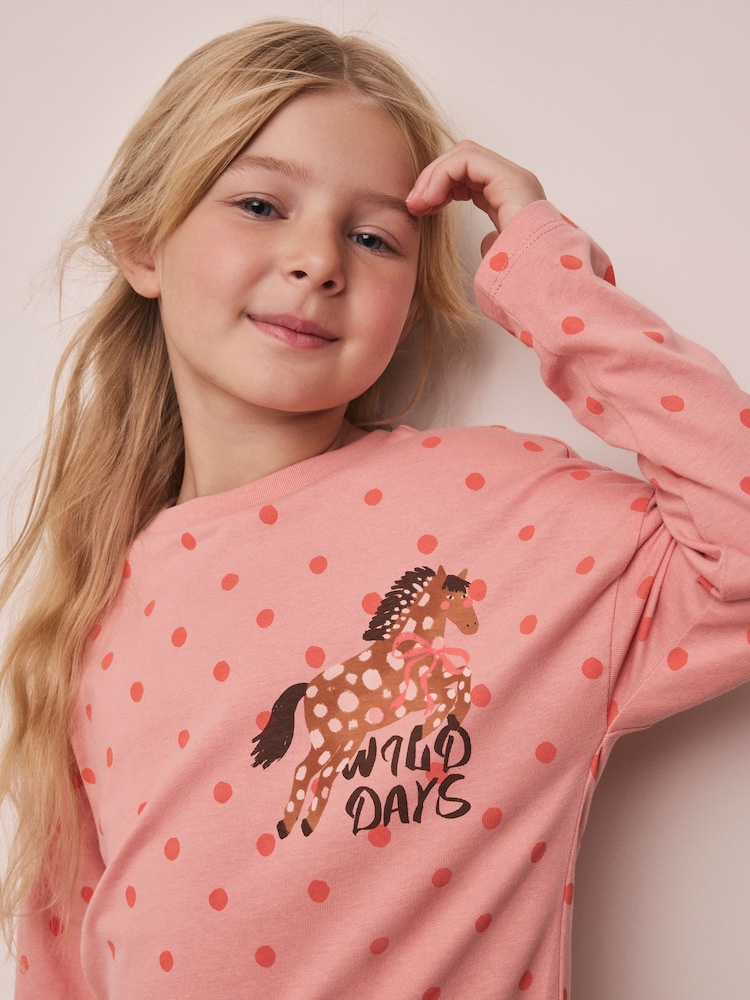 Pink Spot Horse Long Sleeve Top (3-16yrs) - Image 4 of 4 Pink Spot Horse Long Sleeve Top (3-16yrs) - Image 4 of 4