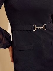 Friends Like These Black Chiffon Long Sleeve Pencil Midi Dress - Image 5 of 5