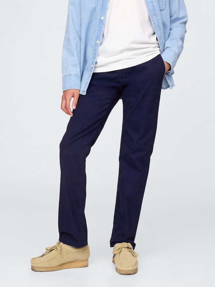 Gap Navy Uniform Straight-Fit Stretch Chinos (5-13yrs) - Image 1 of 3