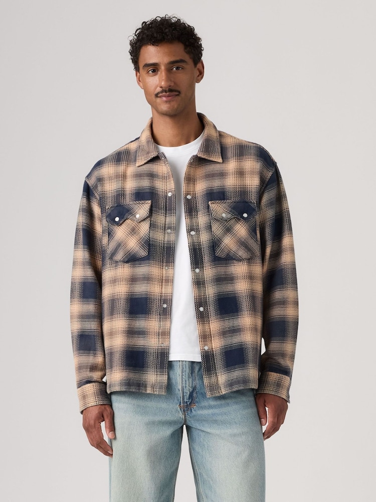 Levi's® Dark Navy Check Long  Sleeve Boxy Shirt - Image 1 of 4