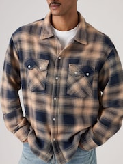 Levi's® Dark Navy Check Long  Sleeve Boxy Shirt - Image 3 of 4