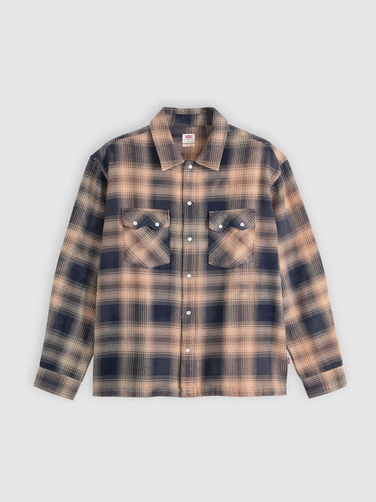 Levi's® Dark Navy Check Long  Sleeve Boxy Shirt - Image 4 of 4
