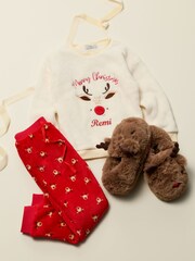 Brown Reindeer Character Mule Slippers - Image 1 of 1