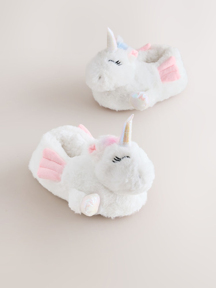 白色獨角獸 - 3D Slippers - 圖片 1/5