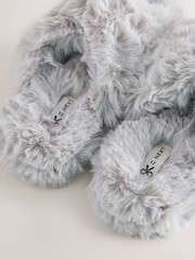Grey Faux Fur Slipper Mules - Image 5 of 5