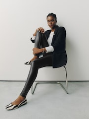 Black Front Seam Faux Leather Leggings - Image 1 of 8