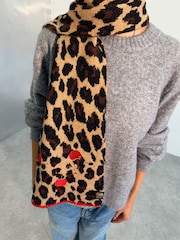 Never Fully Dressed Leopard Cherry Knitted Scarf - Image 3 of 5