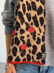 Never Fully Dressed Leopard Cherry Knitted Scarf - Image 4 of 5
