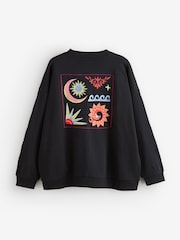 Never Fully Dressed Black Embroidered Print Crew Neck Sweatshirt - Image 2 of 6