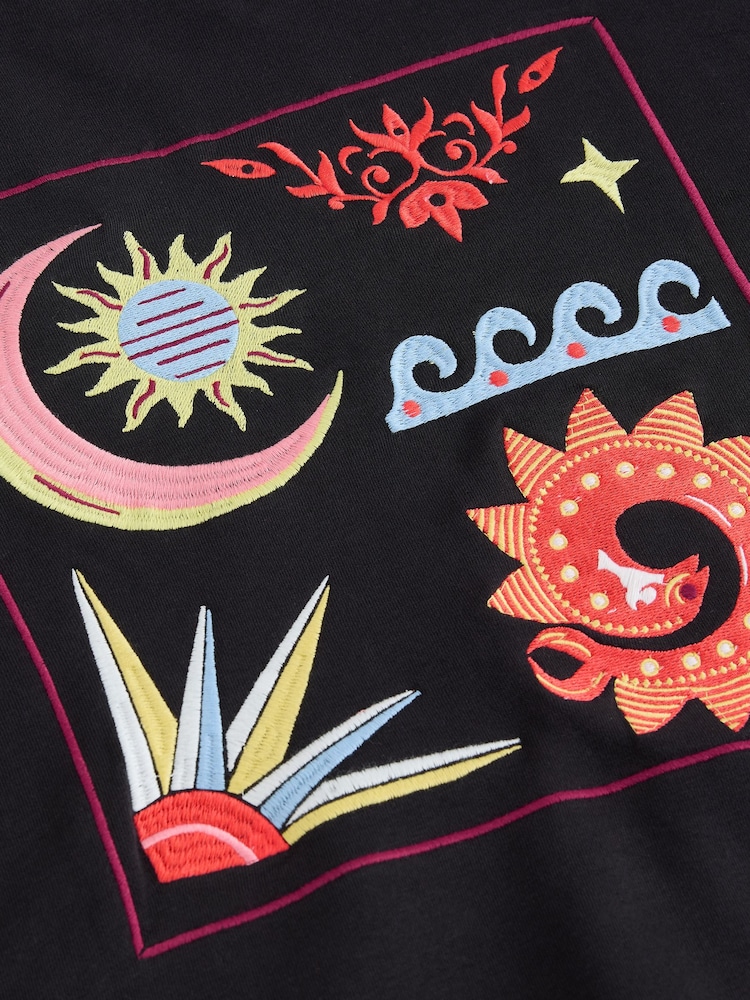 Never Fully Dressed Black Embroidered Print Crew Neck Sweatshirt - Image 6 of 6 Never Fully Dressed Black Embroidered Print Crew Neck Sweatshirt - Image 6 of 6