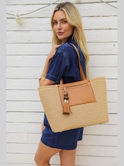 Luella Grey Natural Catalina Casual Tote Bag With Pouch - Image 1 of 2