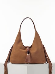 Luella Grey Paloma Suede Fringe Black Shoulder Bag - Image 1 of 3