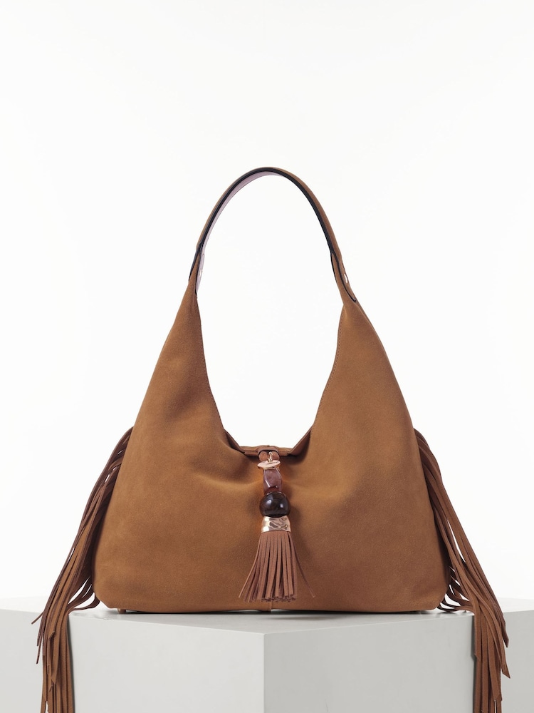 Luella Grey Paloma Suede Fringe Black Shoulder Bag - Image 1 of 3