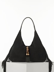 Luella Grey Paloma Suede Fringe Black Shoulder Bag - Image 1 of 4