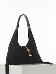 Luella Grey Paloma Suede Fringe Black Shoulder Bag - Image 2 of 4