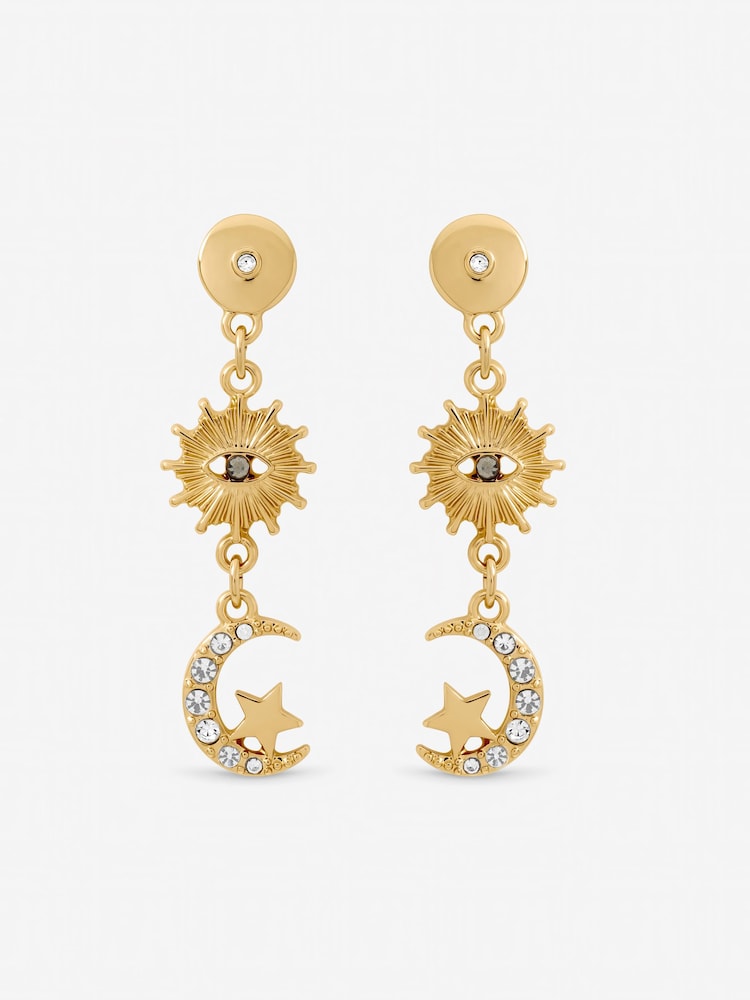 Mood Gold Tone Evil Eye Celestial Earrings - Image 1 of 2 Mood Gold Tone Evil Eye Celestial Earrings - Image 1 of 2