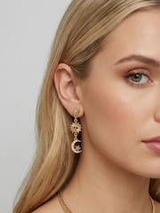 Mood Gold Tone Evil Eye Celestial Earrings - Image 2 of 2