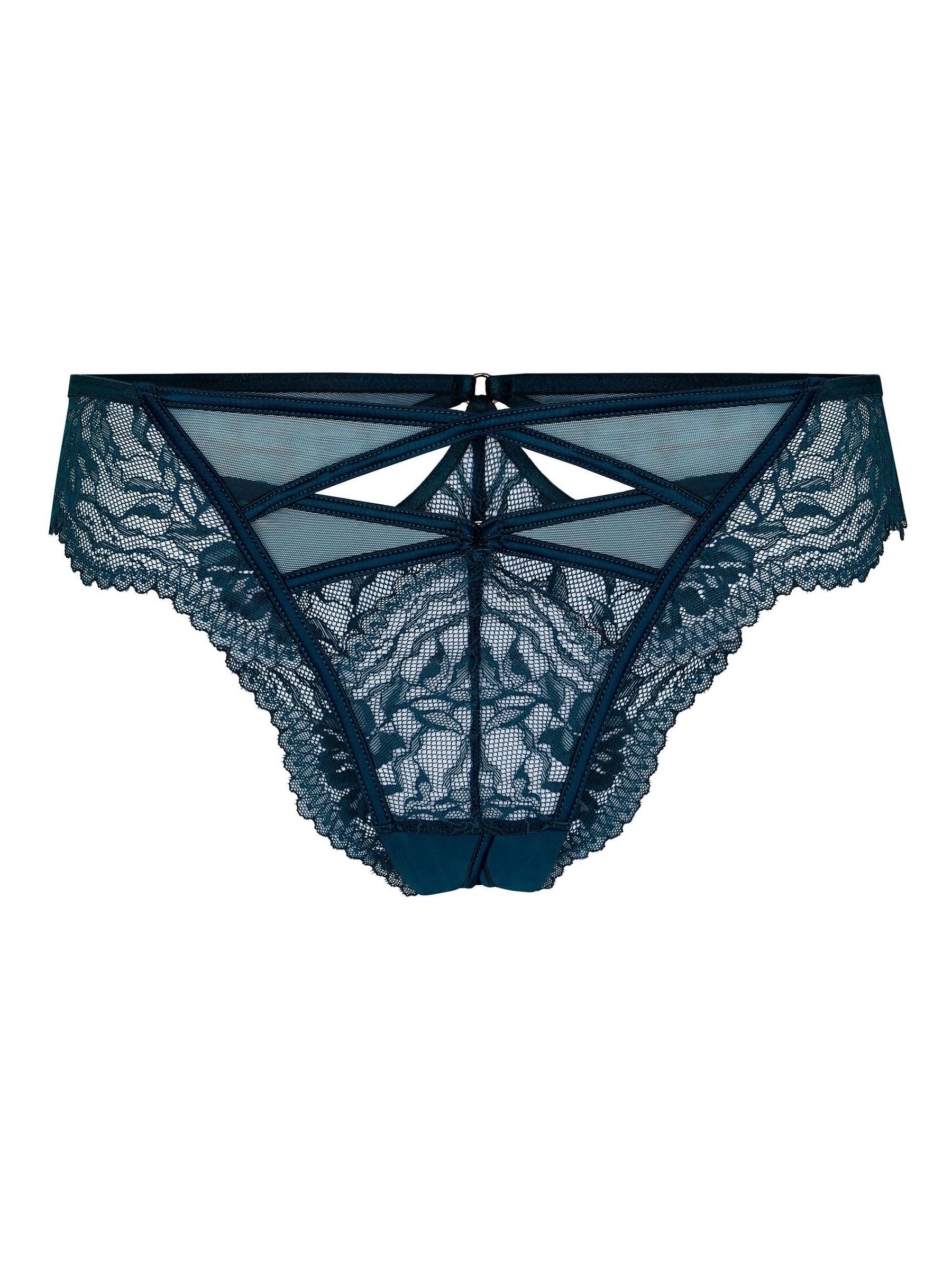 Buy Hunkemoller Blue Amel Open Crotch Brazilian Knickers from the